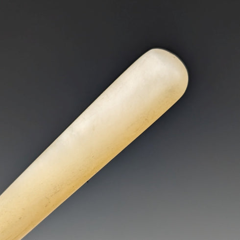 1911 British antique white mother-of-pearl handle sterling silver tea caddy spoon William Henry Leather